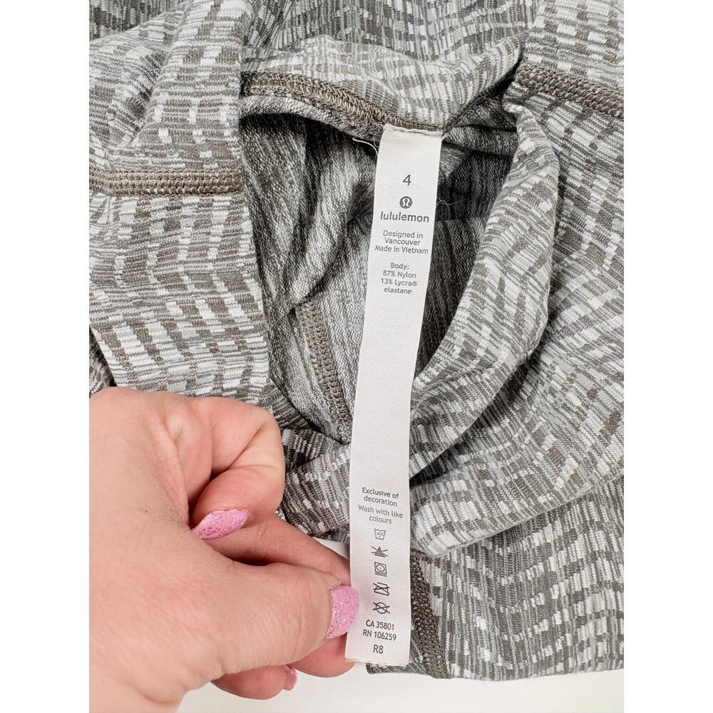 Lululemon Wunder Under Leggings Size 4 Gray White Abstract Print High Rise Yoga - Picture 5 of 10